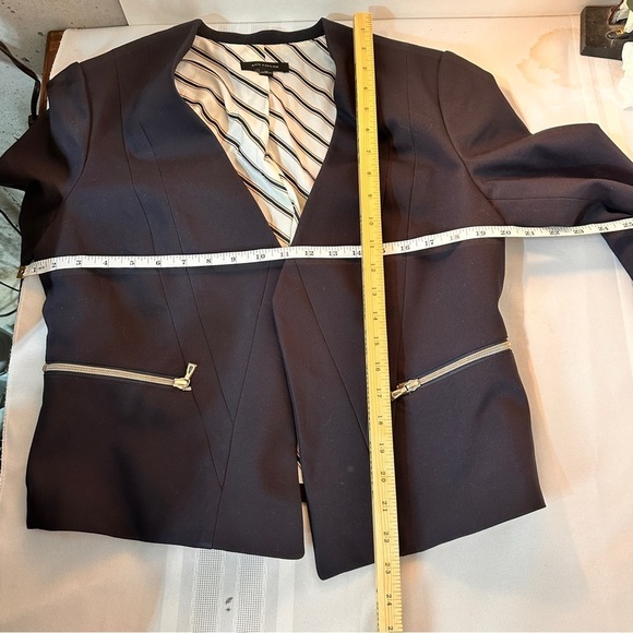 Ann Taylor navy blue Blazer jacket Silver Accents size 10 tailored office - Picture 9 of 9